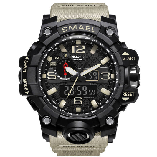 Sports Watches Dual Display Analog Digital LED Electronic Quartz Wristwatch 1545-007