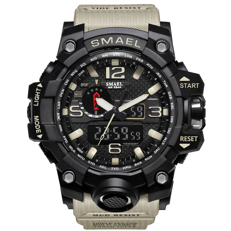 Sports Watches Dual Display Analog Digital LED Electronic Quartz Wristwatch 1545-009