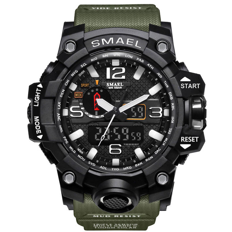 Sports Watches Dual Display Analog Digital LED Electronic Quartz Wristwatch 1545-009