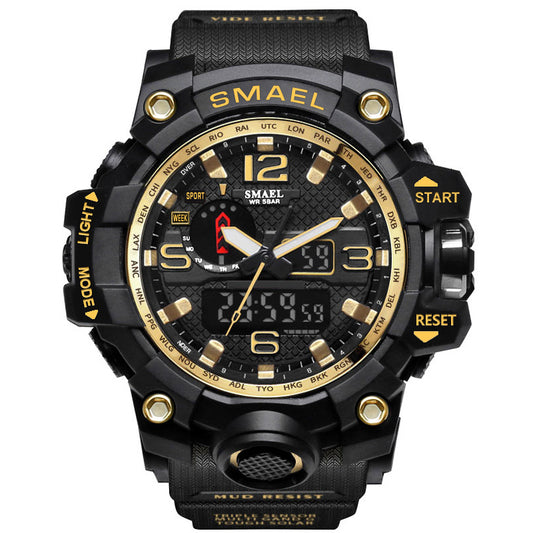 Sports Watches Dual Display Analog Digital LED Electronic Quartz Wristwatch 1545-009