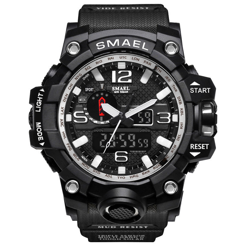 Sports Watches Dual Display Analog Digital LED Electronic Quartz Wristwatch 1545-009