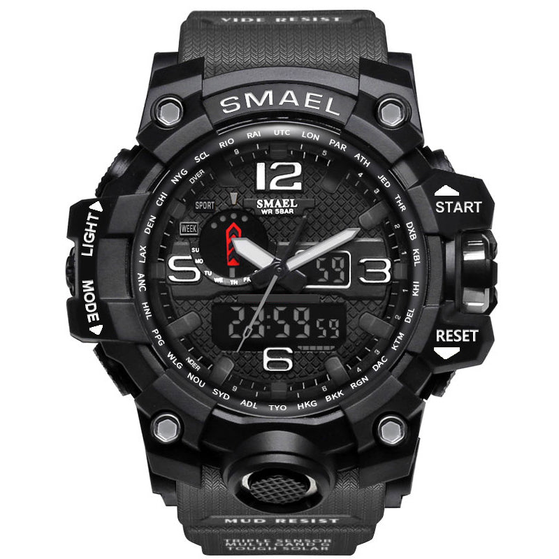 Sports Watches Dual Display Analog Digital LED Electronic Quartz Wristwatch 1545-009