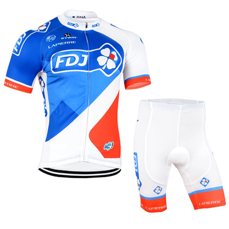 Men's Short Sleeve Cycling Jersey (Bib) Shorts FDJ-002