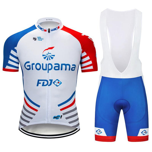 Men's Short Sleeve Cycling Jersey (Bib) Shorts FDJ-003