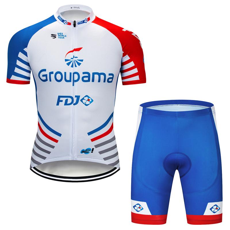 Men's Short Sleeve Cycling Jersey (Bib) Shorts FDJ-003