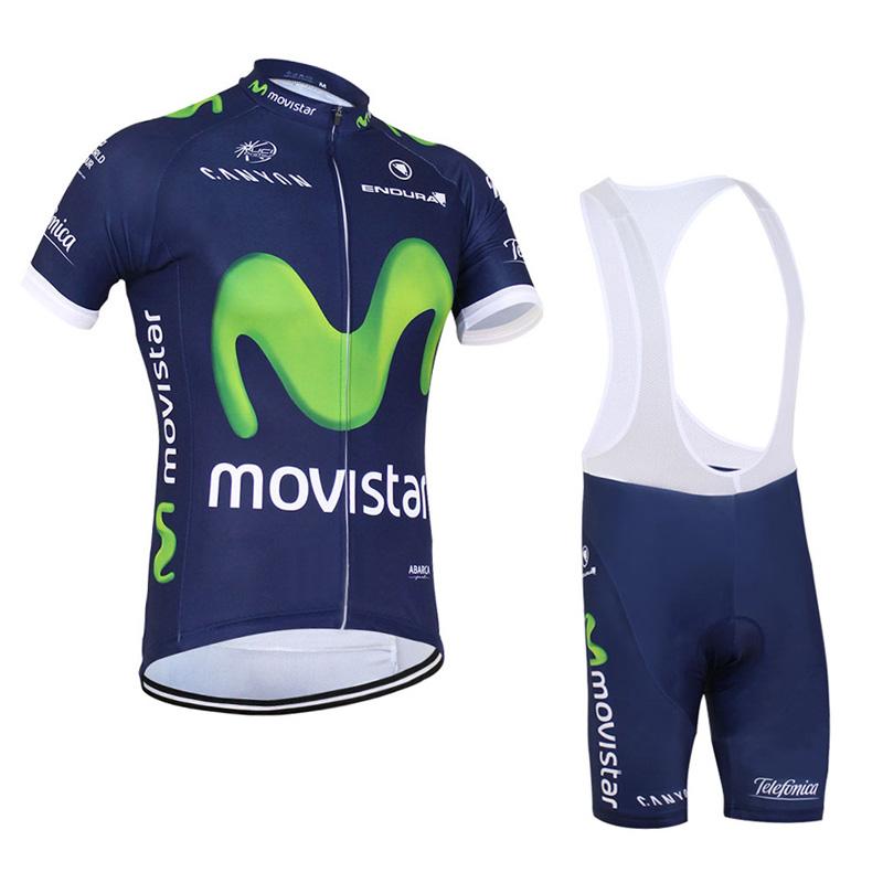 Men's Short Sleeve Cycling Jersey (Bib) Shorts MOVISTAR-001
