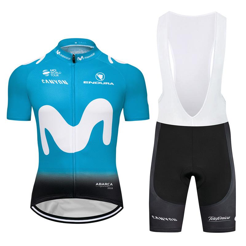 Men's Short Sleeve Cycling Jersey (Bib) Shorts MOVISTAR-002