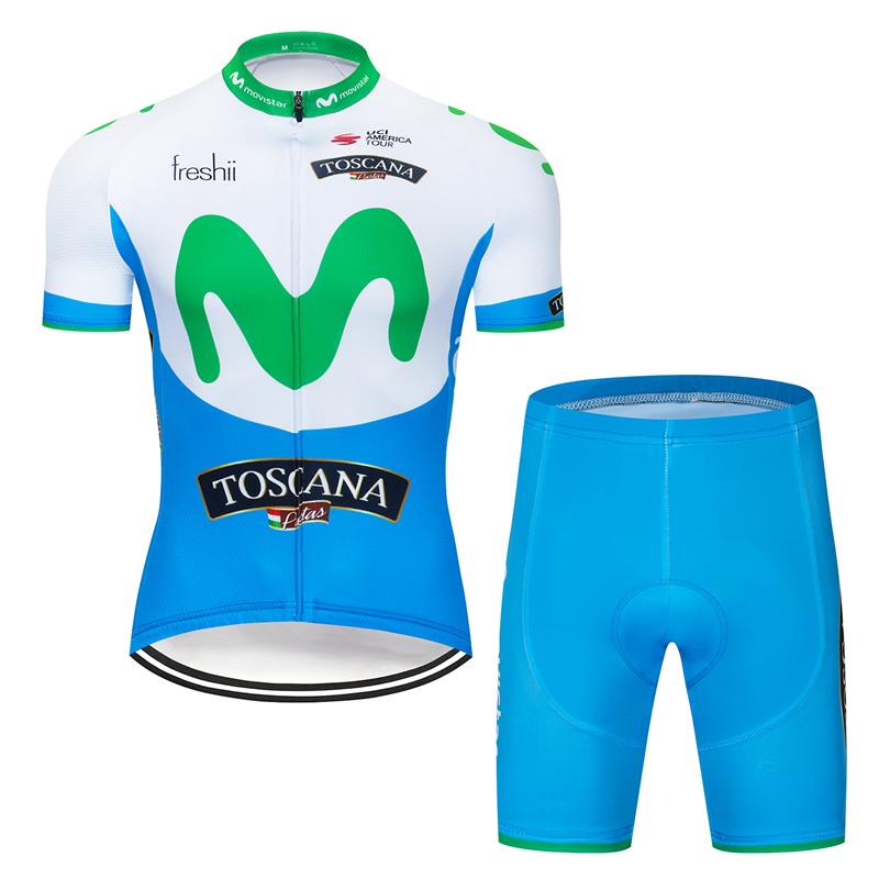 Men's Short Sleeve Cycling Jersey (Bib) Shorts MOVISTAR-003