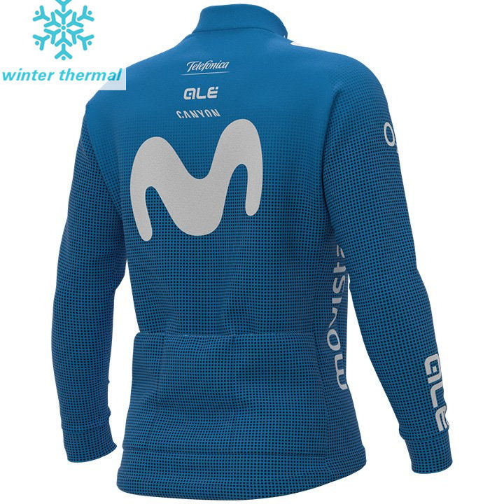 Mens Cycling Sports MOVISTAR TEAM LONG SLEEVE JERSEY BIB PANTS BLUE