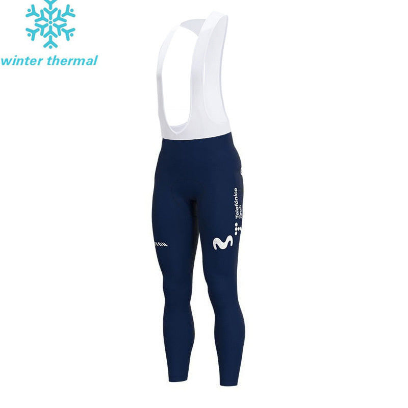 Mens Cycling Sports MOVISTAR TEAM LONG SLEEVE JERSEY BIB PANTS BLUE