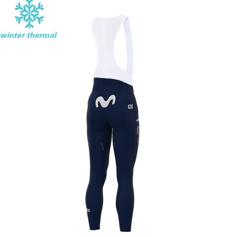 Mens Cycling Sports MOVISTAR TEAM LONG SLEEVE JERSEY BIB PANTS BLUE