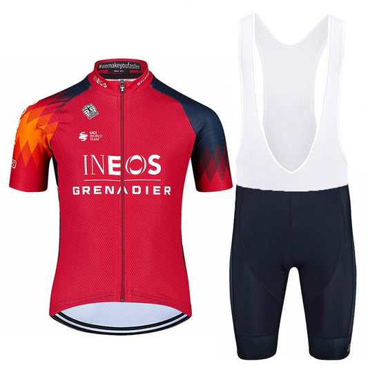 Men's Breathable Short Sleeve Cycling Jersey (Bib) Shorts Ineos001-AC