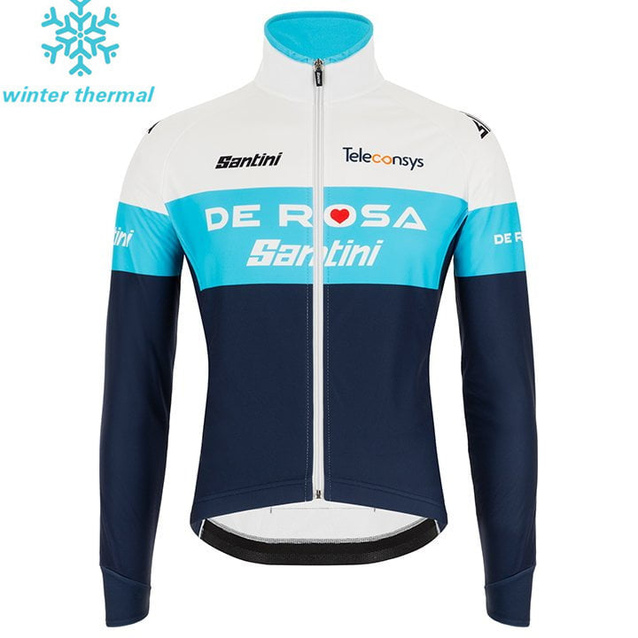 Mens Fleece TEAM DE ROSA SANTINI LONG SLEEVE JERSEY Bib Pants