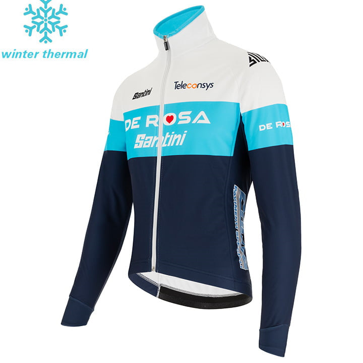 Mens Fleece TEAM DE ROSA SANTINI LONG SLEEVE JERSEY Bib Pants