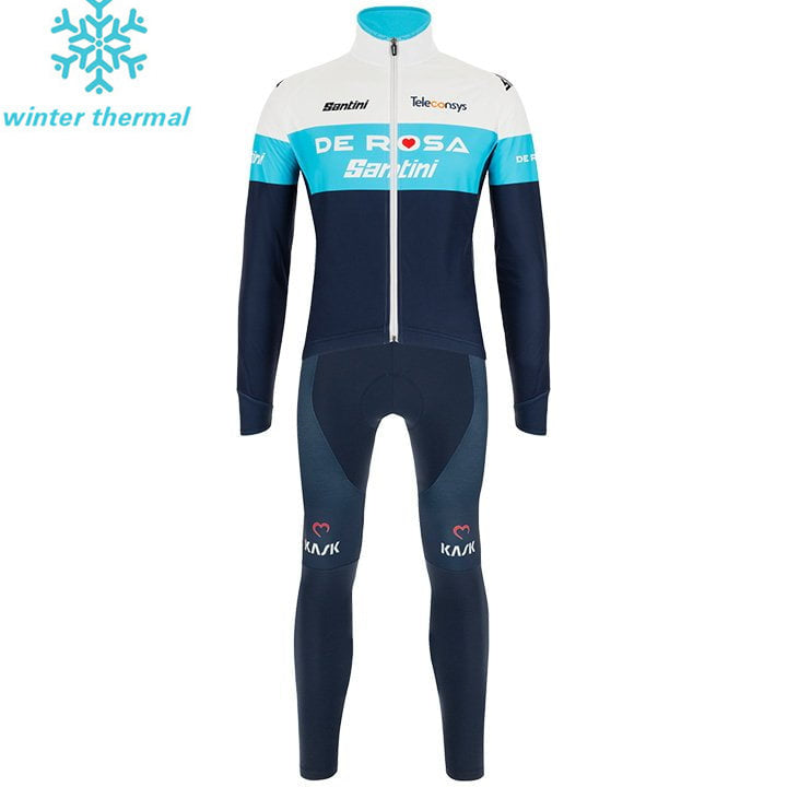 Mens Fleece TEAM DE ROSA SANTINI LONG SLEEVE JERSEY Bib Pants