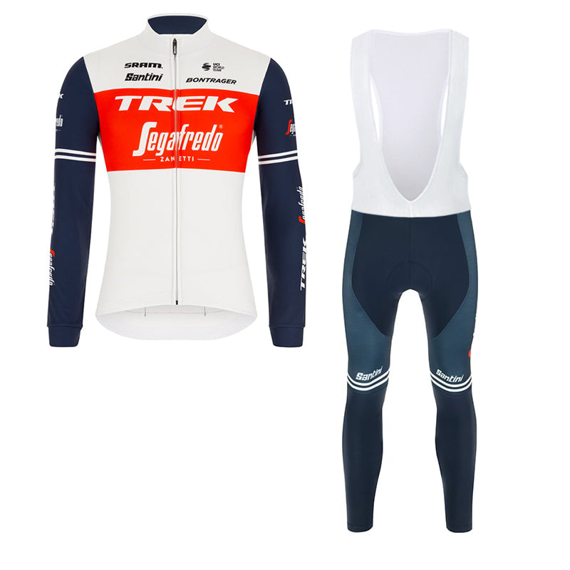 TREK SEGAFREDO LONG SLEEVE JERSEY Bib Pants WHITE - BLUE - RED