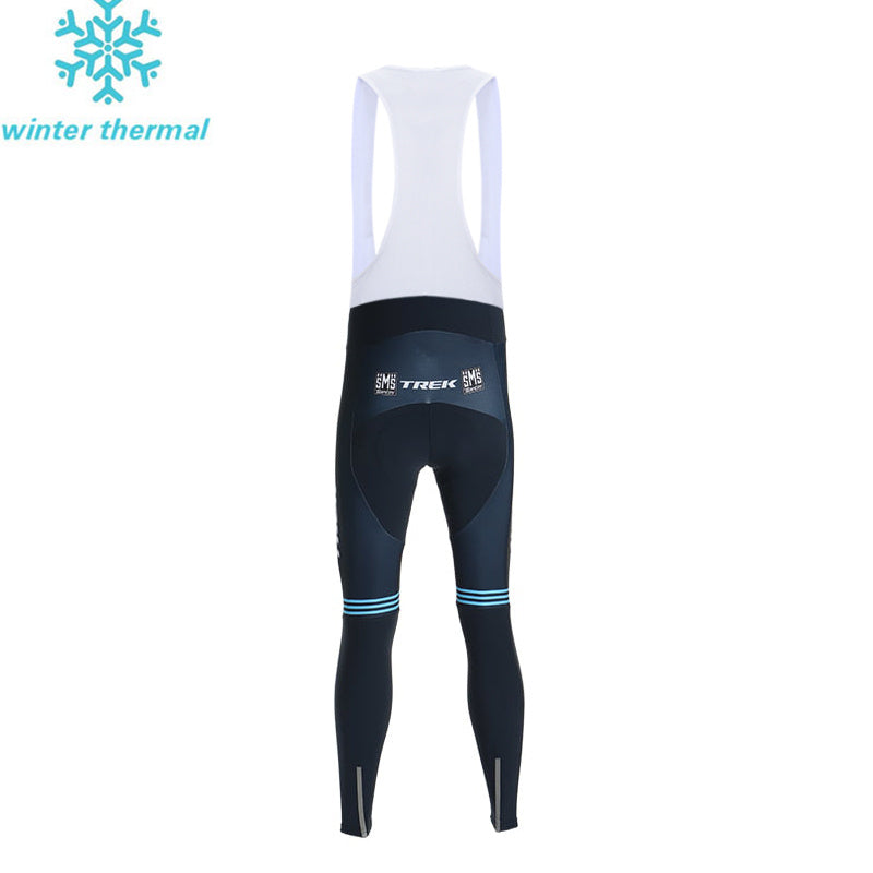 WINTER FLEECE TREK LONG BIKE CYCLING SLEEVE JERSEY BIB PANTS BLUE