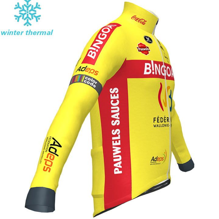 Cycling BINGOAL-WALLONIE-BRUXELLES Fleece LONG SLEEVE JERSEY Bib Pants NEON YELLOW