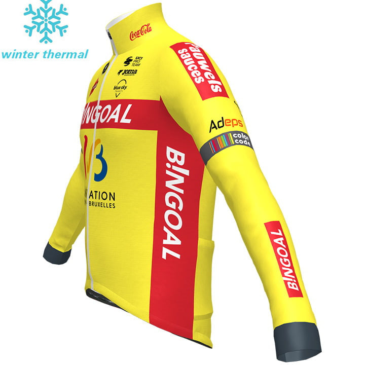 Cycling BINGOAL-WALLONIE-BRUXELLES Fleece LONG SLEEVE JERSEY Bib Pants NEON YELLOW