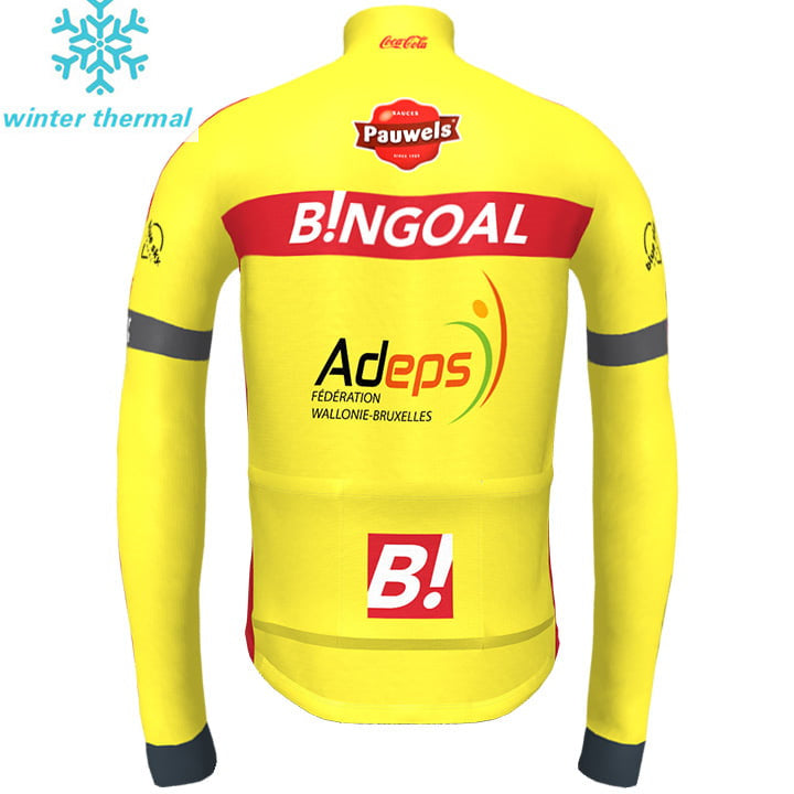 Cycling BINGOAL-WALLONIE-BRUXELLES Fleece LONG SLEEVE JERSEY Bib Pants NEON YELLOW