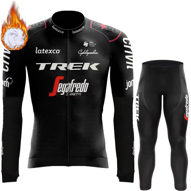 2025 Men Fleece Jersey Bib Tights Kits Winter Warm Trek Sets