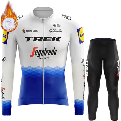 2025 Men Fleece Jersey Bib Tights Kits Winter Warm Trek Sets