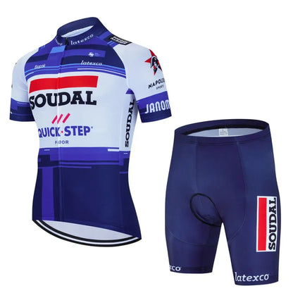 2023 Men's Breathable Short Sleeve Cycling Jersey (Bib) Shorts Quick Step 010-AC