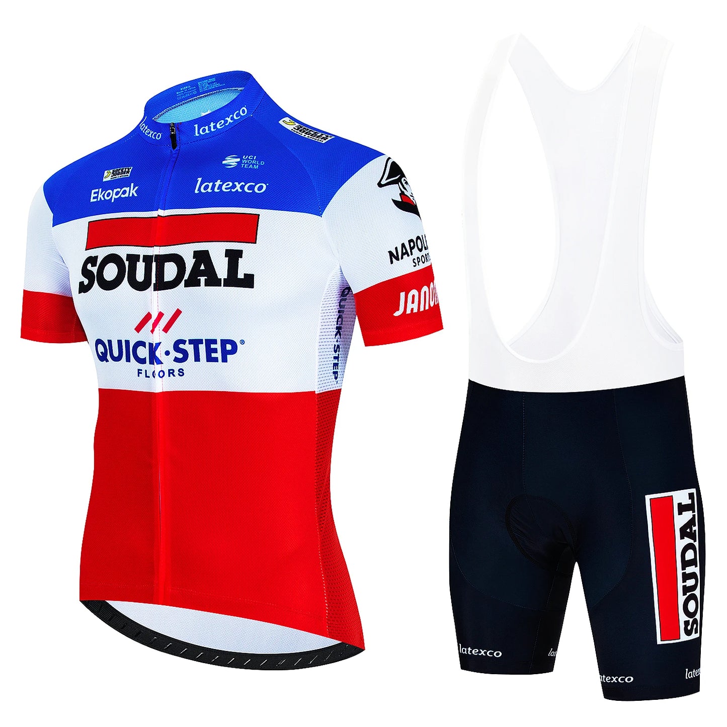 Men's Breathable Short Sleeve Cycling Jersey (Bib) Shorts Quick Step 013