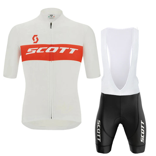 White Scott Men Pro Cycling Jersey (Bib) Shorts Breathable Short Sleeve Bibs Kits