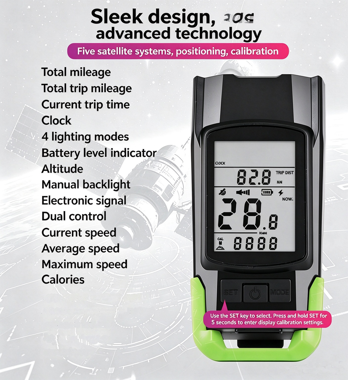 GPS Wireless Bike Computer 5-in-1: Speedometer, Odometer, Headlight & Horn