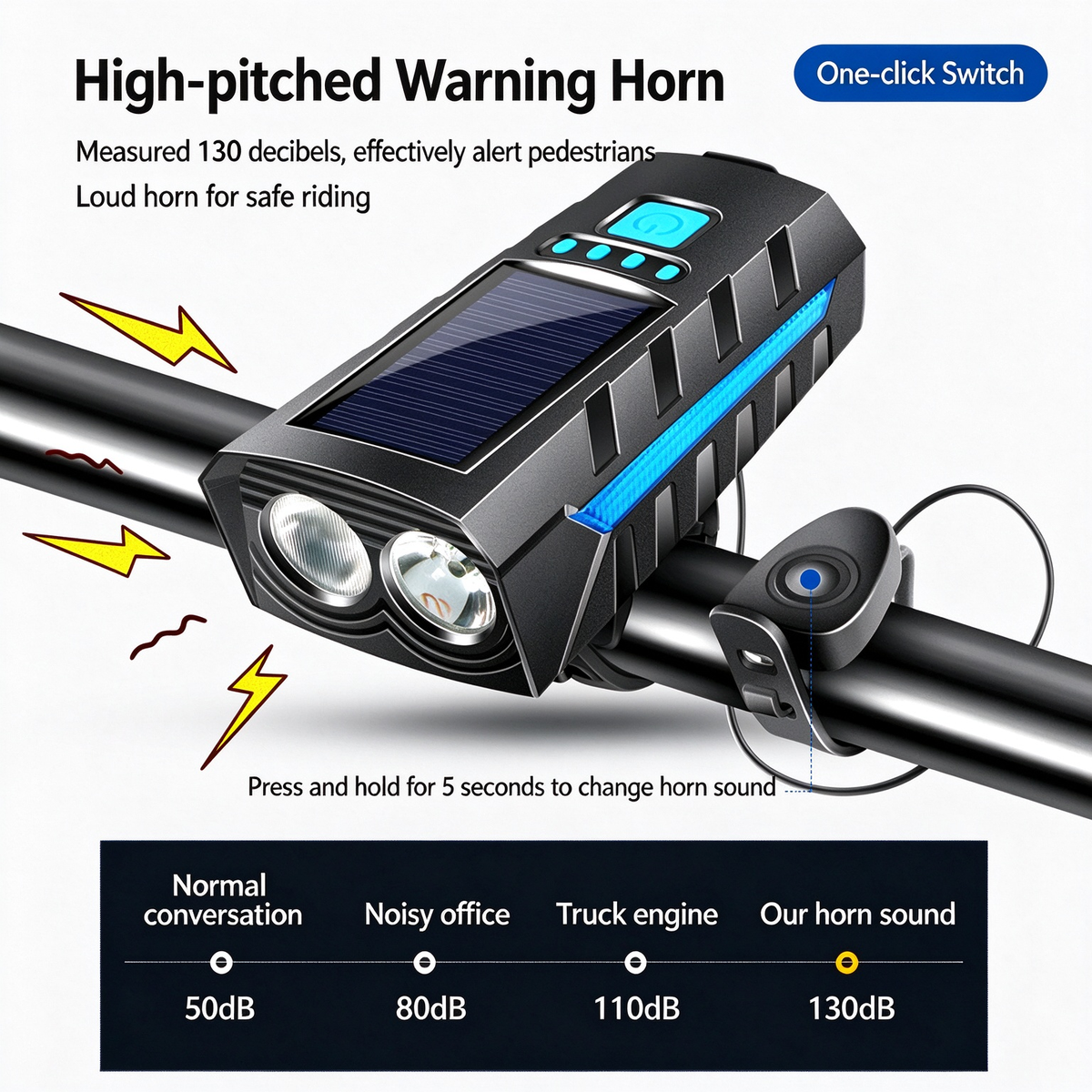 Bicycle Riding Horn Solar Light