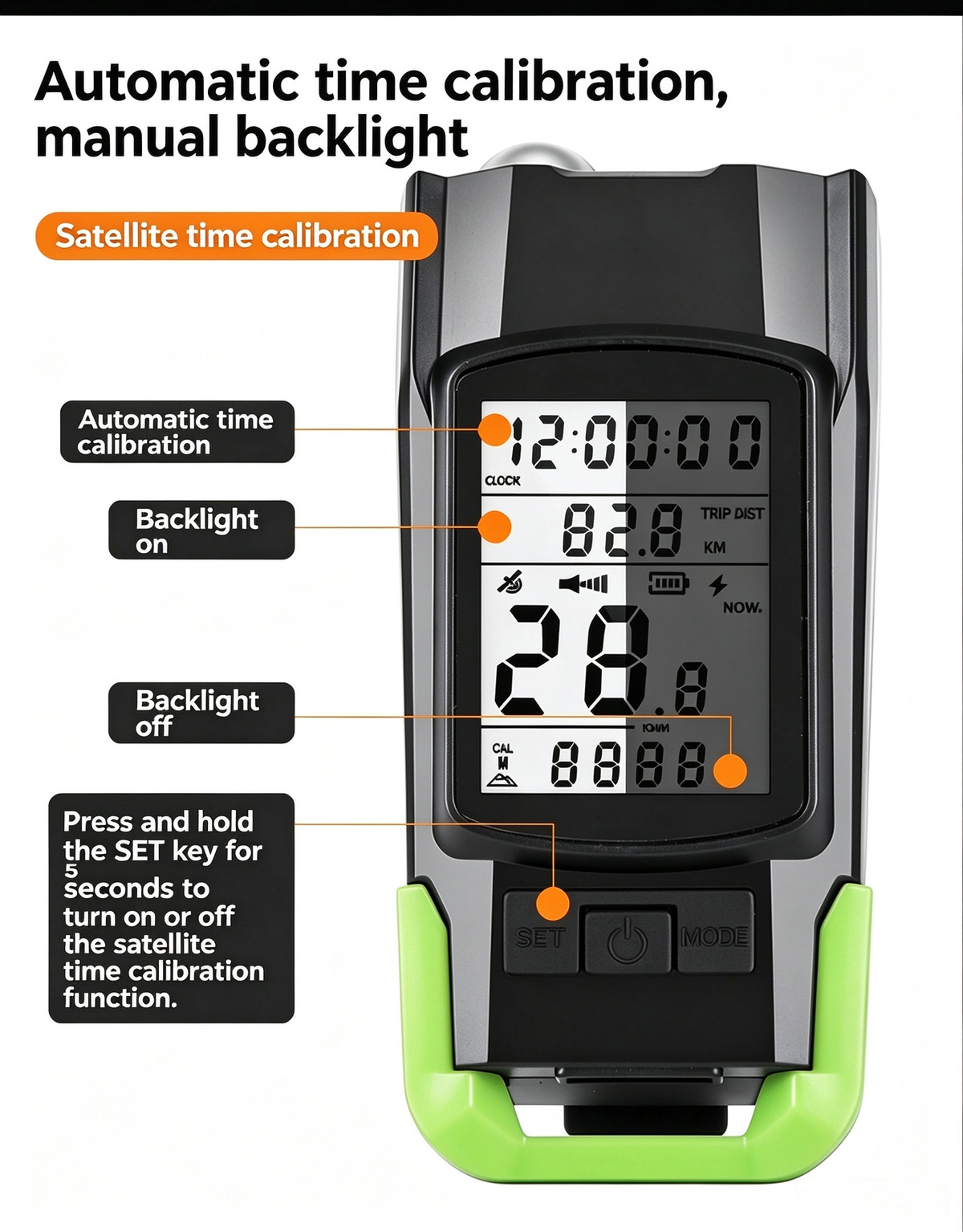 GPS Wireless Bike Computer 5-in-1: Speedometer, Odometer, Headlight & Horn
