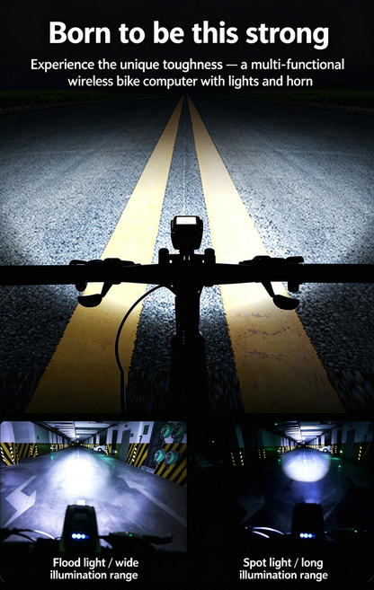 GPS Wireless Bike Computer 5-in-1: Speedometer, Odometer, Headlight & Horn