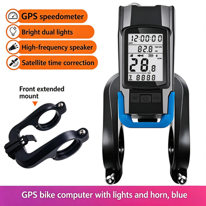 GPS Wireless Bike Computer 5-in-1: Speedometer, Odometer, Headlight & Horn