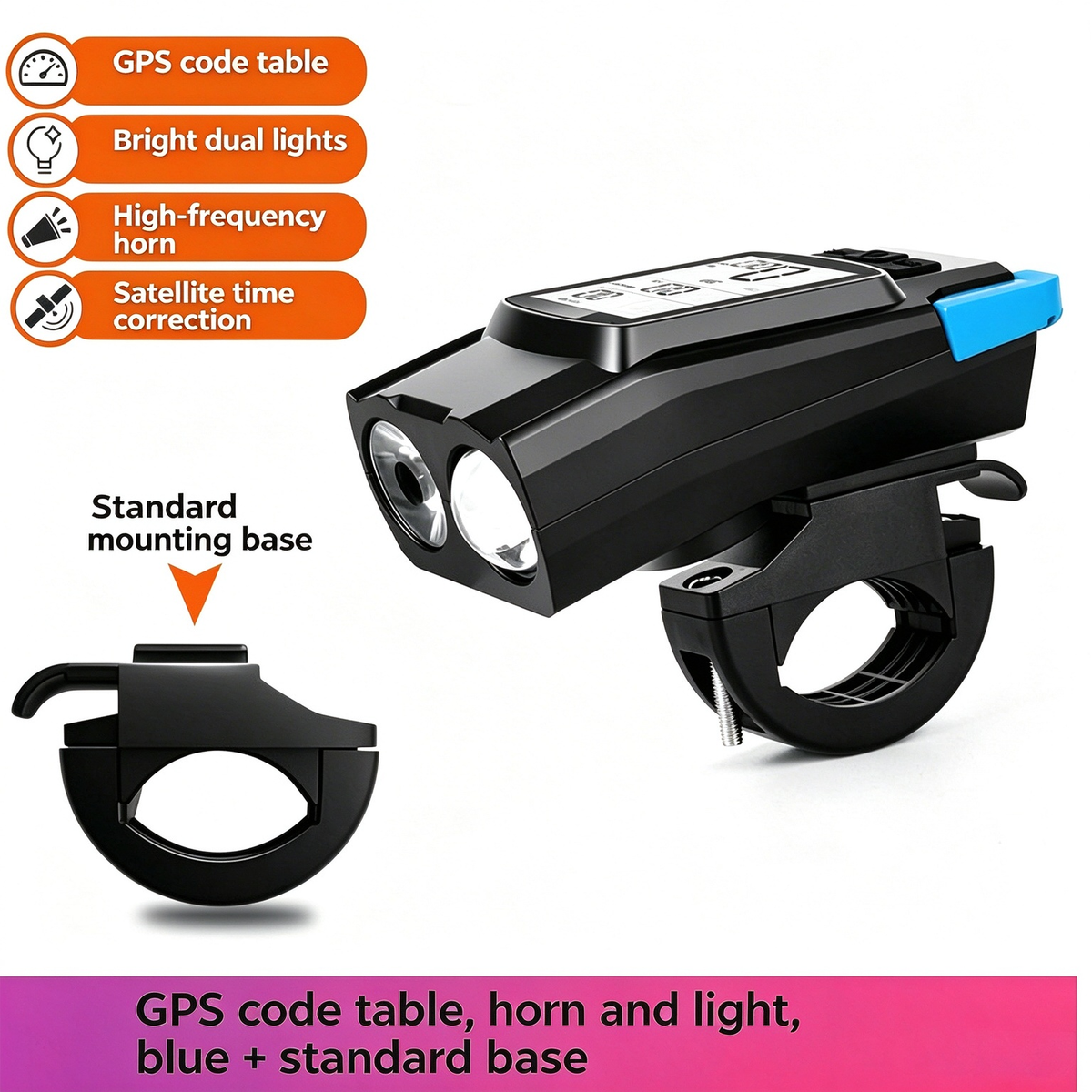 GPS Wireless Bike Computer 5-in-1: Speedometer, Odometer, Headlight & Horn