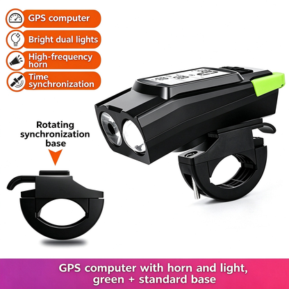 GPS Wireless Bike Computer 5-in-1: Speedometer, Odometer, Headlight & Horn