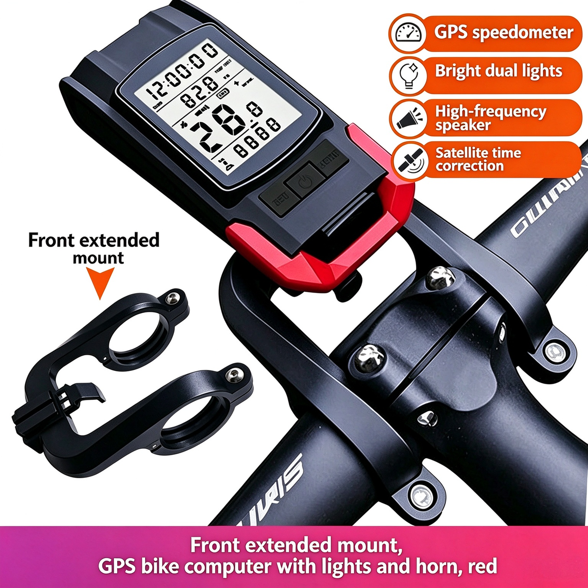GPS Wireless Bike Computer 5-in-1: Speedometer, Odometer, Headlight & Horn