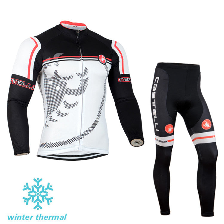 Winter Fleece Long Sleeve Cycling Jersey (Bib) Pants 097