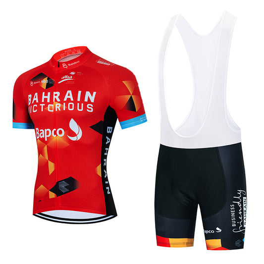 2023 Men's Breathable Short Sleeve Cycling Jersey (Bib) Shorts Bahrain002-AC