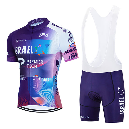 Men's Breathable Short Sleeve Cycling Jersey (Bib) Shorts Israel002-AC