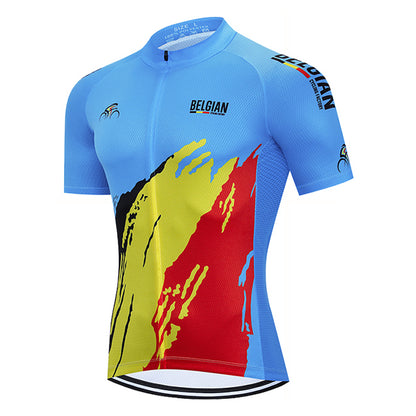 2023 Men's Breathable Short Sleeve Cycling Jersey (Bib) Shorts Belgian002-AC