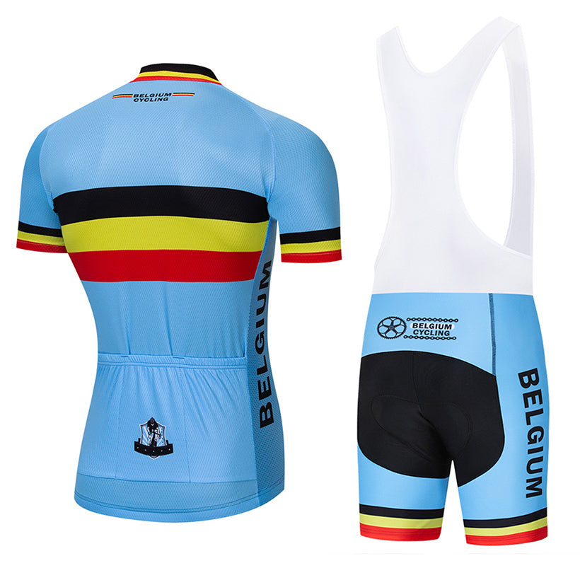 2023 Men's Breathable Short Sleeve Cycling Jersey (Bib) Shorts Belgian003-AC