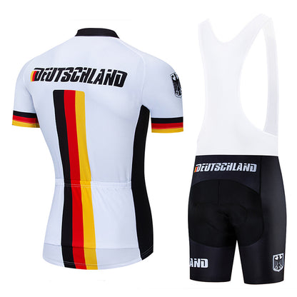 2023 Men's Breathable Short Sleeve Cycling Jersey (Bib) Shorts Germany001-AC