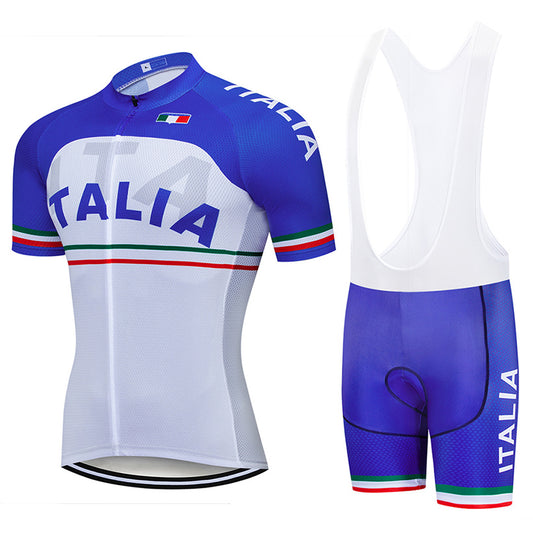 2023 Men's Breathable Short Sleeve Cycling Jersey (Bib) Shorts Italia002-AC