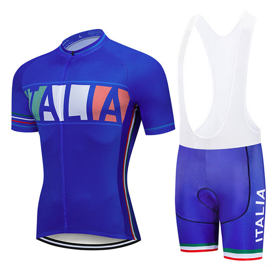 2023 Men's Breathable Short Sleeve Cycling Jersey (Bib) Shorts Italia004-AC