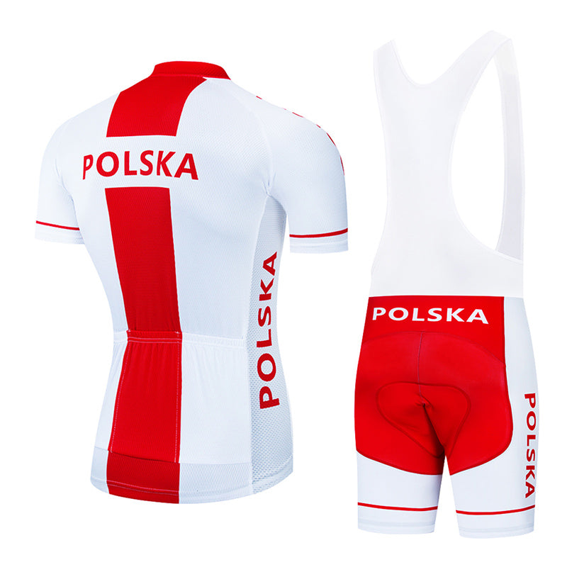 2023 Men's Breathable Short Sleeve Cycling Jersey (Bib) Shorts Polska001-AC