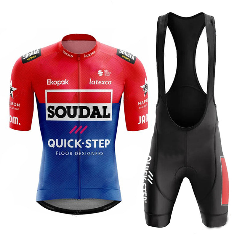 2023 Men's Breathable Short Sleeve Cycling Jersey (Bib) Shorts Quick Step008-AC