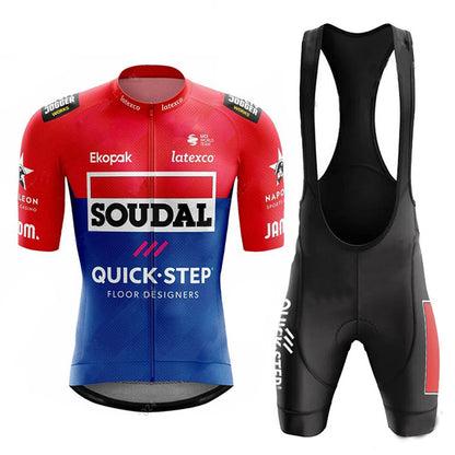Men's Breathable Short Sleeve Cycling Jersey (Bib) Shorts Quick Step008-AC