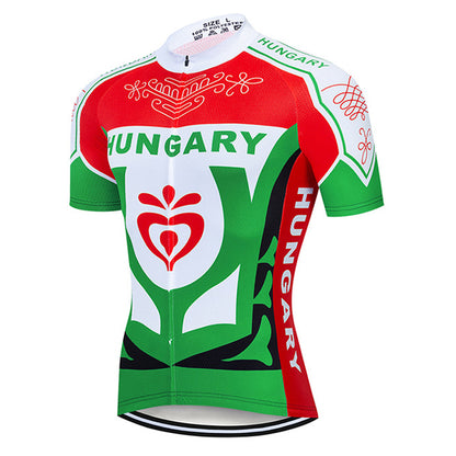 2023 Men's Breathable Short Sleeve Cycling Jersey (Bib) Shorts Hungary-001-AC