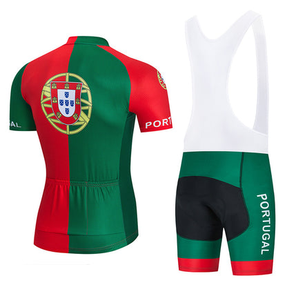 2023 Men's Breathable Short Sleeve Cycling Jersey (Bib) Shorts Portugal-001-AC
